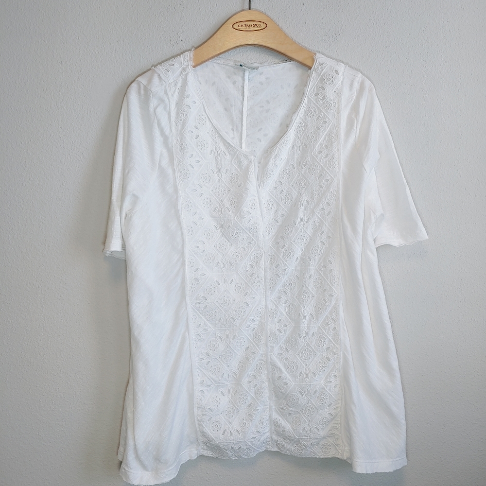 Sundance White Blouse with Elegant Lace Design
